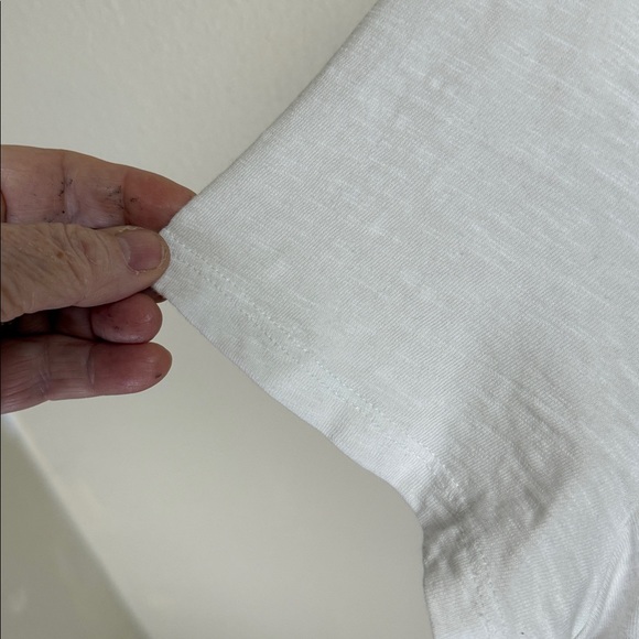 TALBOTS White and Orange Embroidered top with short sleeves. Size Large - Picture 3 of 4